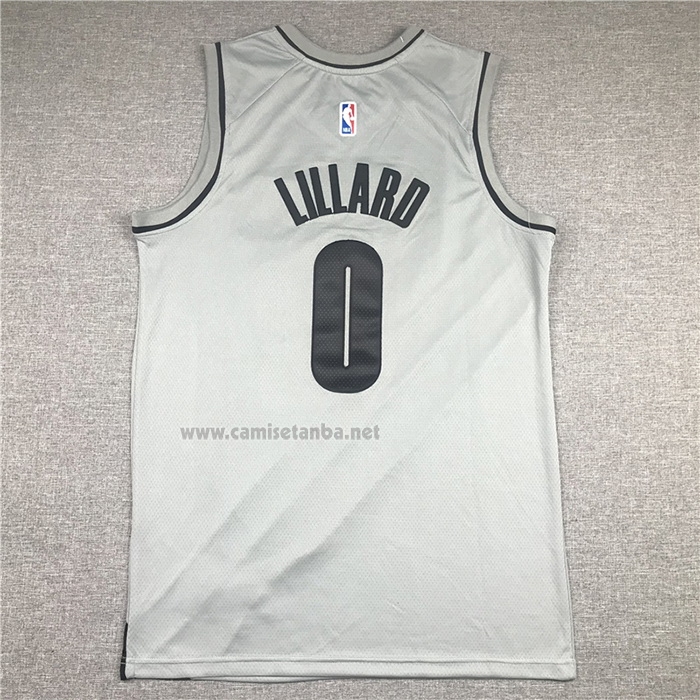 Camiseta Portland Trail Blazers Damian Lillard #0 Earned 2020-21 Gris